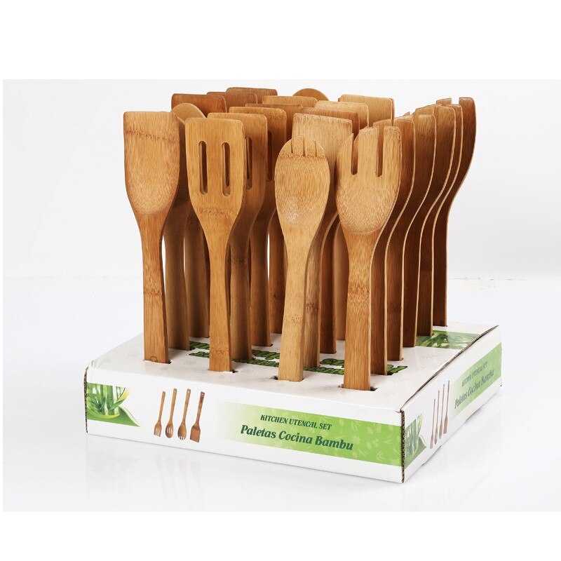 6 stuks/set bamboe lepels houten lepel bamboe keuken kookgereedschap soep theelepel spatel lepels set goed