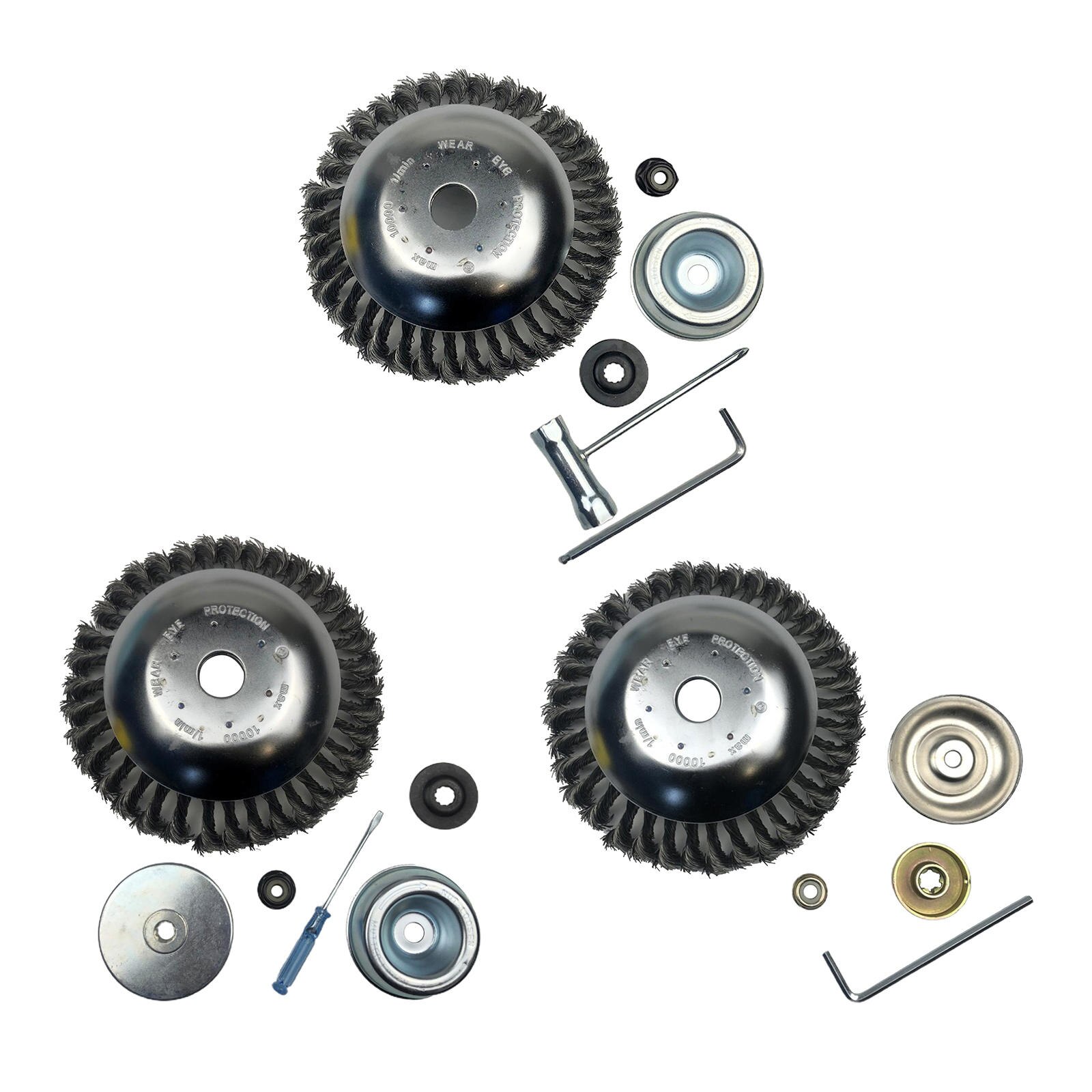 Heavy Duty Steal Wire Brush Cutter Trimmer Head with Adapter Kits Plate Screwdriver for String Trimmers