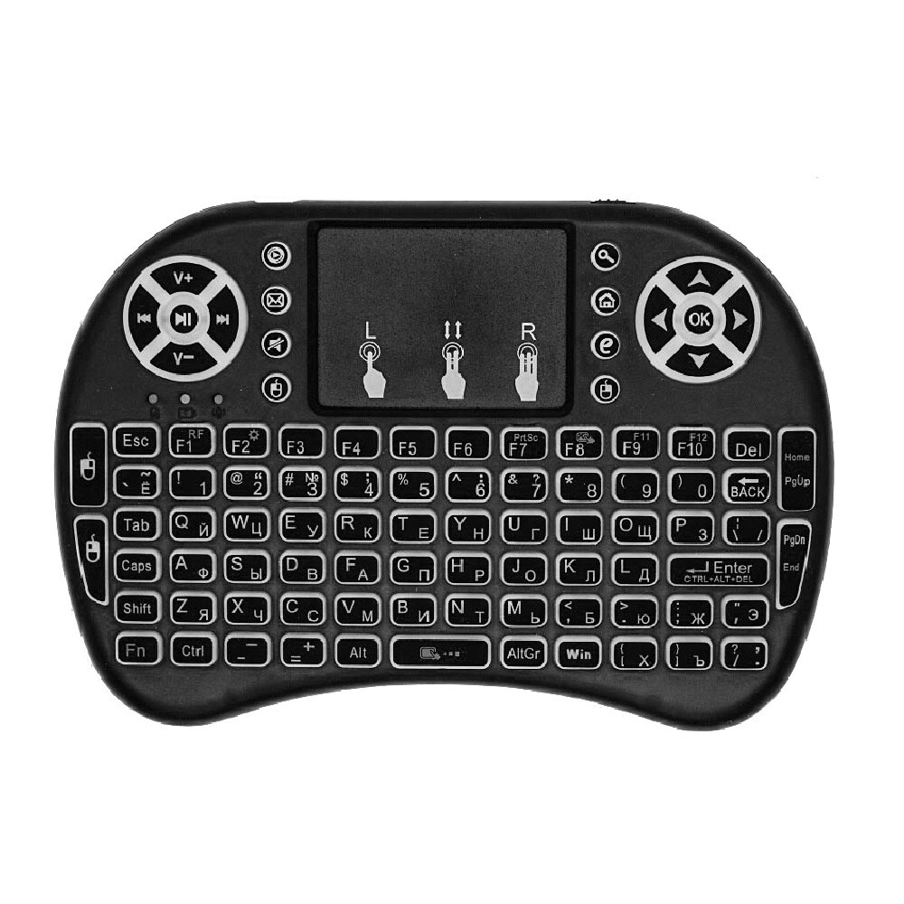 i8 Keyboard Backlit English Russian Air Mouse 2.4GHz Wireless Keyboard Touchpad Handheld for TV Box with Lithium Battery