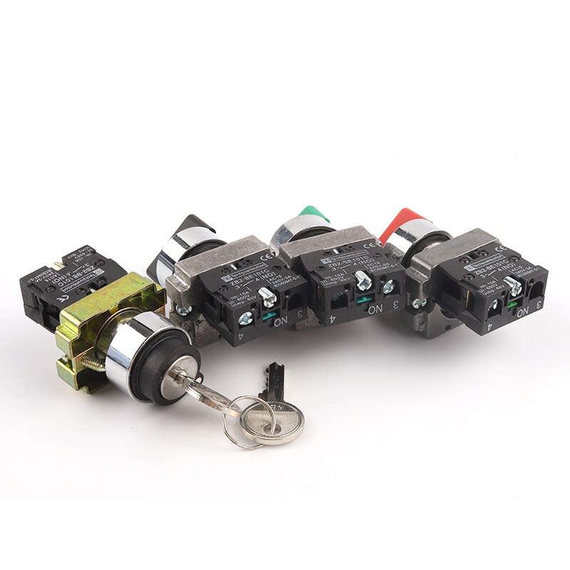 22mm XB2 Knob Switch 2/3 Position Self-Locking With Key Start Power Rotate Switch