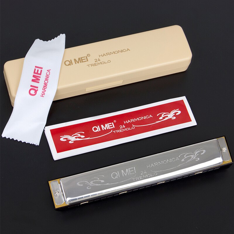 Tremolo Harmonica - 24 Holes - Phosphor Bronze Reeds - Key of C - French Harp
