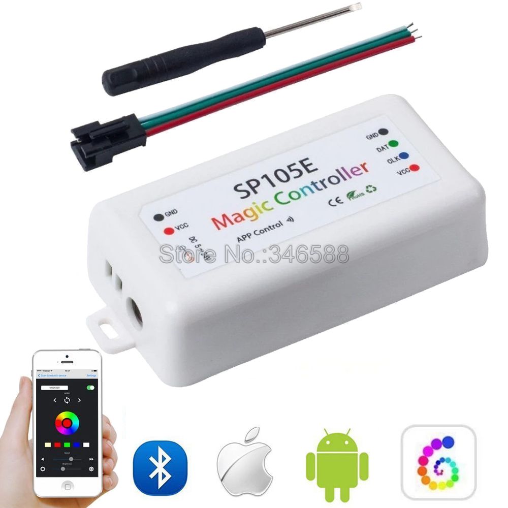 SP105E LED Controller 4.0 Bluetooth APP Controle voor DC5-24V WS2801 WS2811 WS2812B SK6812 LDP8806 APA102 LED Strip 2048 Pixels