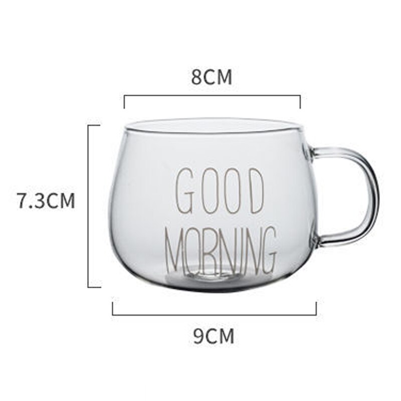 God morgen krus gjennomsiktig glass kopp varmebestandig kaffe melk juice te frokost krus håndtere par tasse