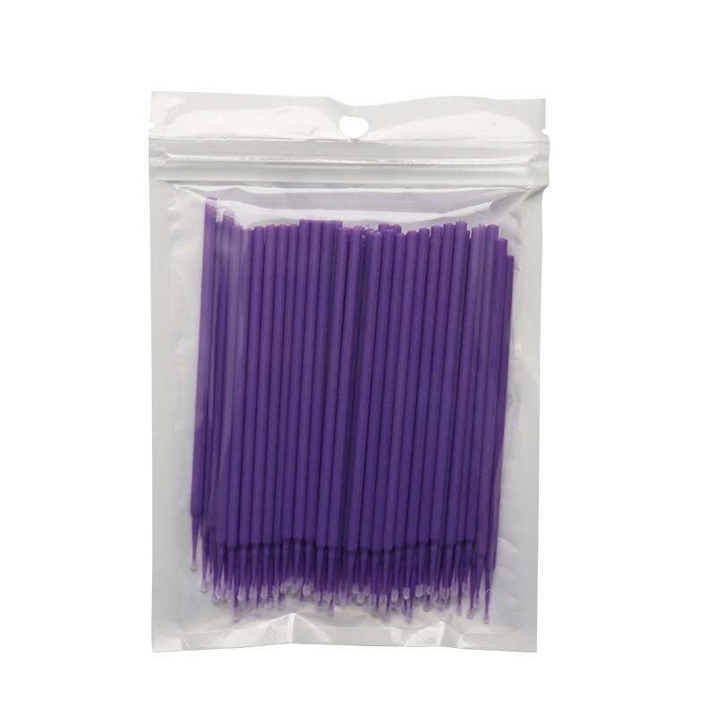 100pcs Disposable MicroBrush Eyelashes Extension Individual Lash Removing Swab Crystal Micro Brush Eyelash Extensions Tools: purple