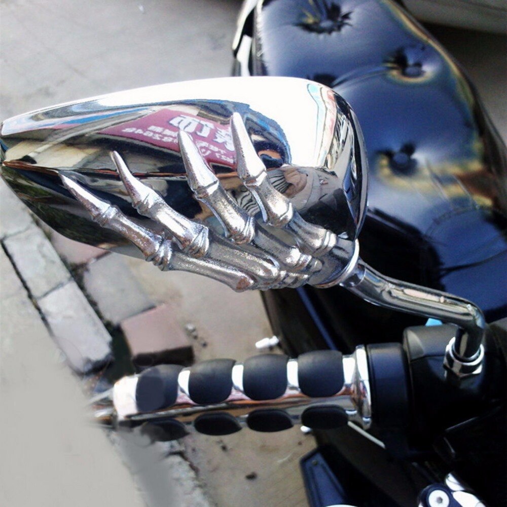 CHROME SKELETHAND UNIVERSAL SCOOTER BROMFIETS VESPA ATV MOTORFIETS SPIEGELS M8 M10