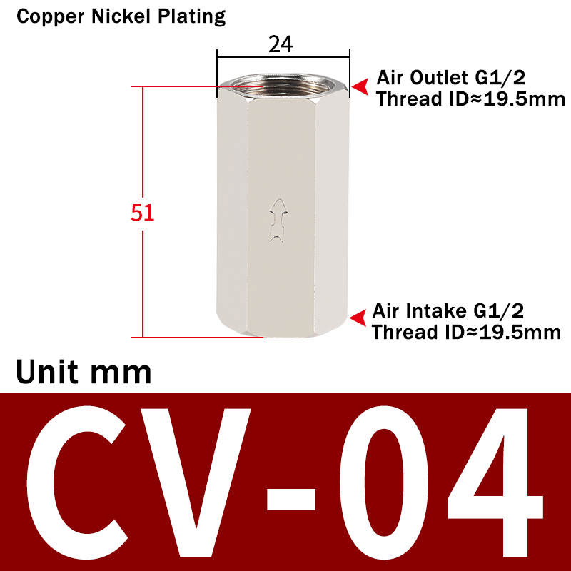 Ka -06 ka-08 ka-10 ka-15 luft tilbakeslagsventil i aluminium pneumatisk tilbakeslagsventil kobberforniklet enveisventil cv -01 02 03 04: Grå / 3/8 "