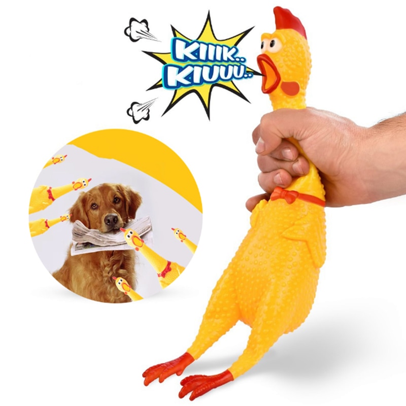 Verkoop Screaming Gele Kip Huisdieren Hond Squeeze Piepende Sound Funny Veiligheid Rubber Voor Puppy Molaire Kauwen Speelgoed