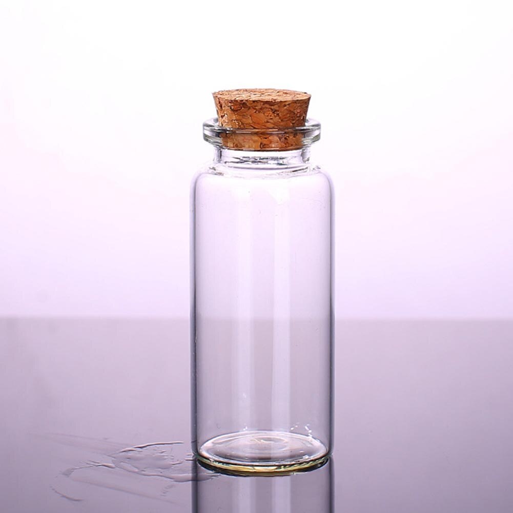 5Pcs 10/15/20/25/30/40/70ml Clear Cork Stopper Wishing Empty Glass Bottle Vials
