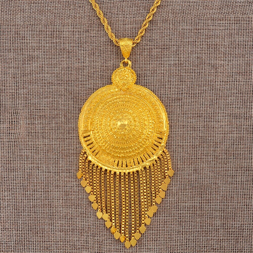 Collar con colgante grande africano Anniyo para mujer y hombre, Color dorado, joyas etíopes, Nigeria, Congo, Ghana, Arabia #125306