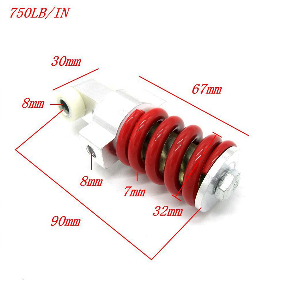 Motorcycle Metal Rear Suspension Bumper Spring Shock Absorber Rear Shock Absorber For Electric Scooters 90MM 750LB