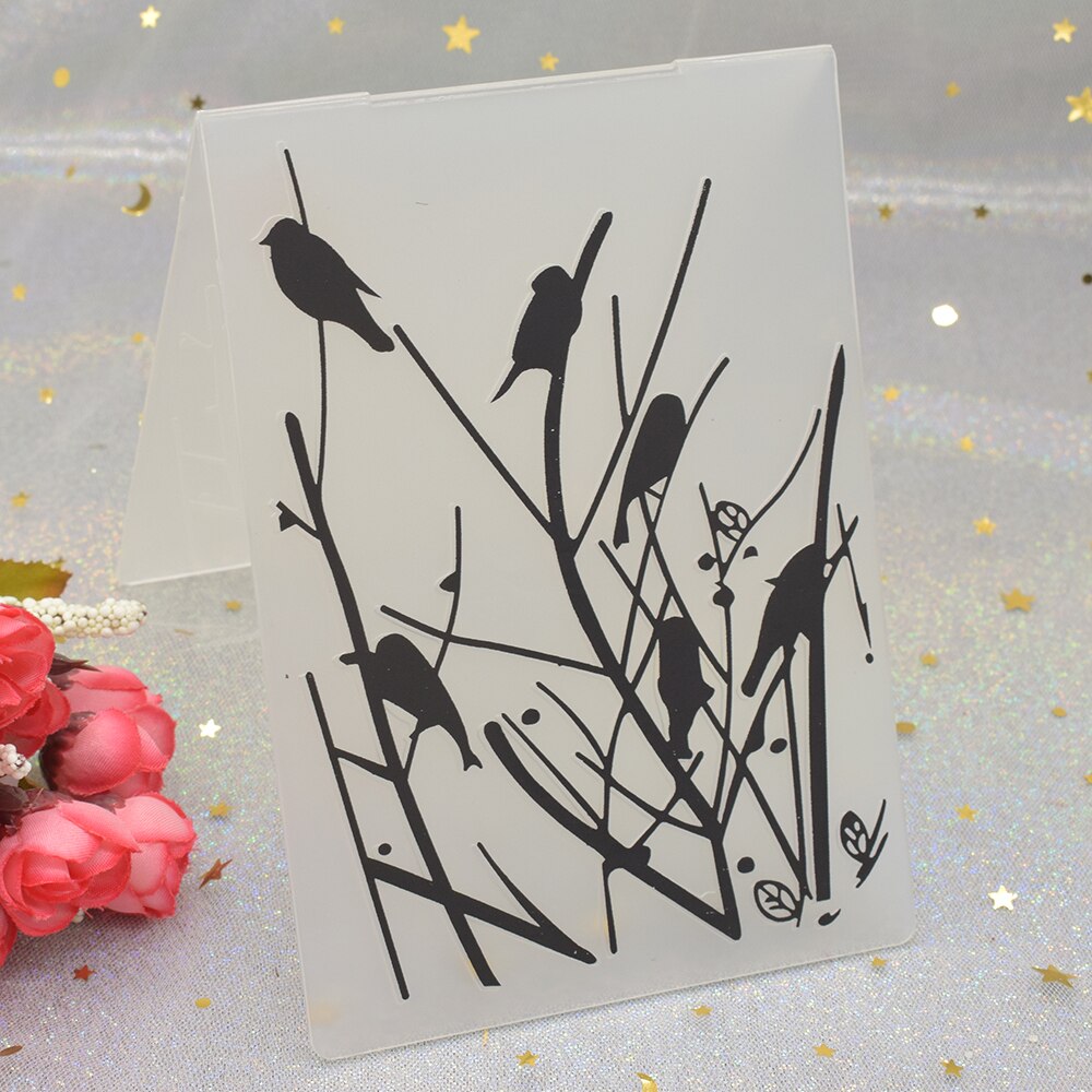 Birds Pattern 3D Embossing Folders for DIY Scrapbooking Paper Card Making Craft Plastic Embossing Template Stencil