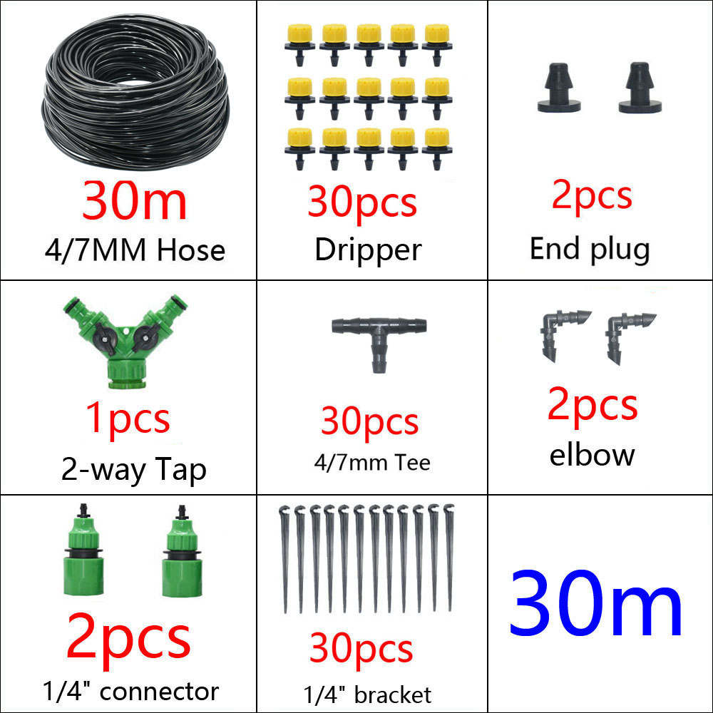5-50M Automatisch Tuinbewateringssysteem Waterdruppelirrigatiesysteem Plant Bewatering Kit Irrigatie Druppelaars Timer Set: Licht Groen