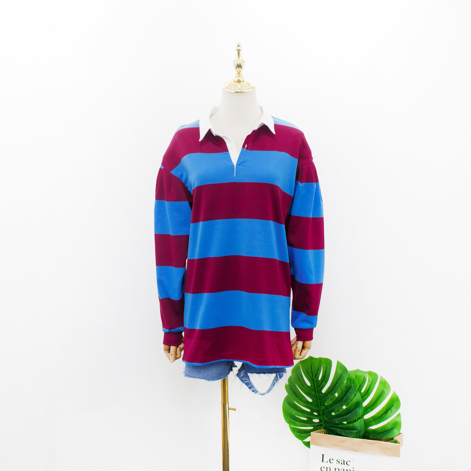 Gestreepte blouse met tailleband voor vrouwen, iu 장만월 lee ji eun del luna hotel, herfst, lente, zwangerschapstops, t-shirt, zwanger: Cl042-1 sets / S