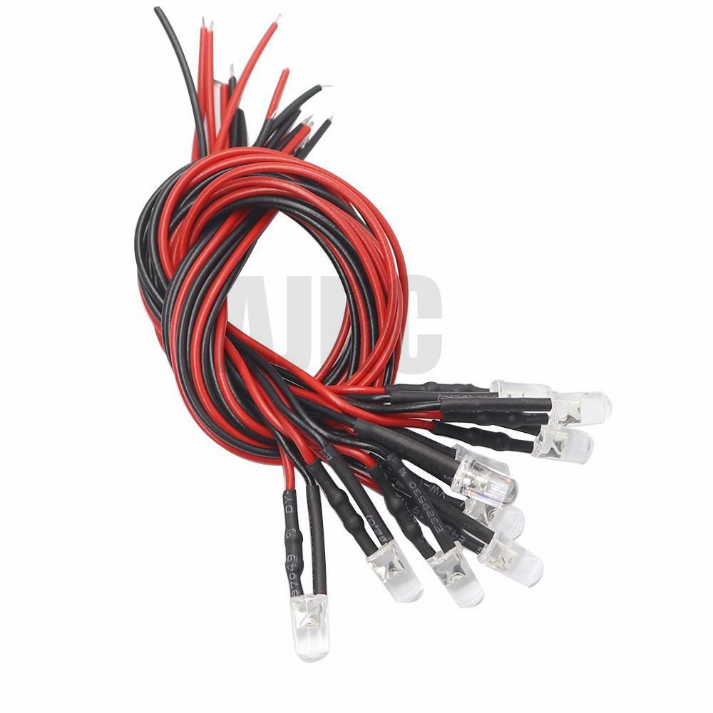 10pcs 3mm 5mm 3V-12V LED Light Red White Yellow For 1/10 RC Crawler car Trax TRX-4 G63 AXIAL SCX10 D90 D110 HSP YIKONG