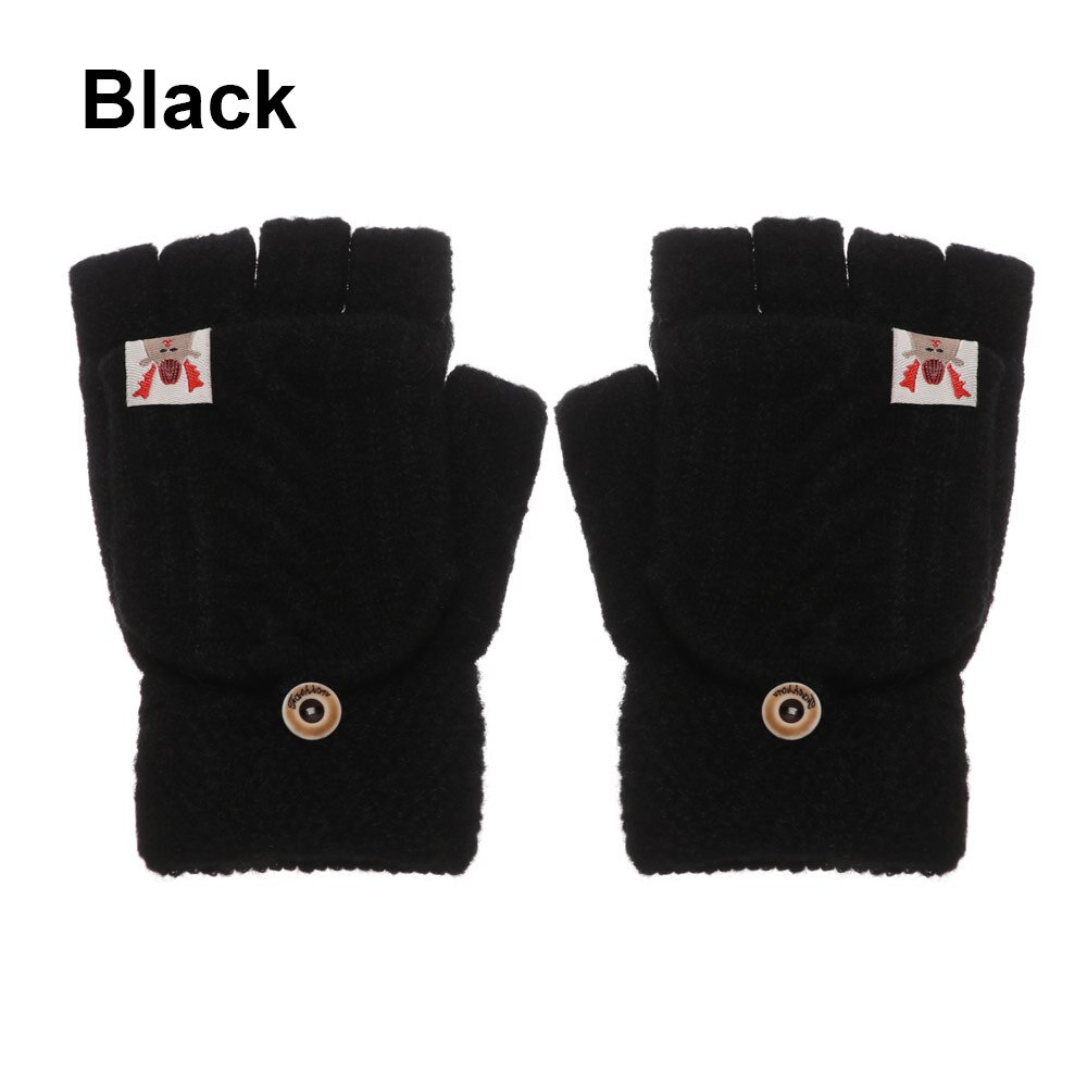 Winter Warm Knitted Gloves Women Men Fingerless Exposed Finger Half Capped 2 in 1Thick Gloves Soft Elastic Gloves