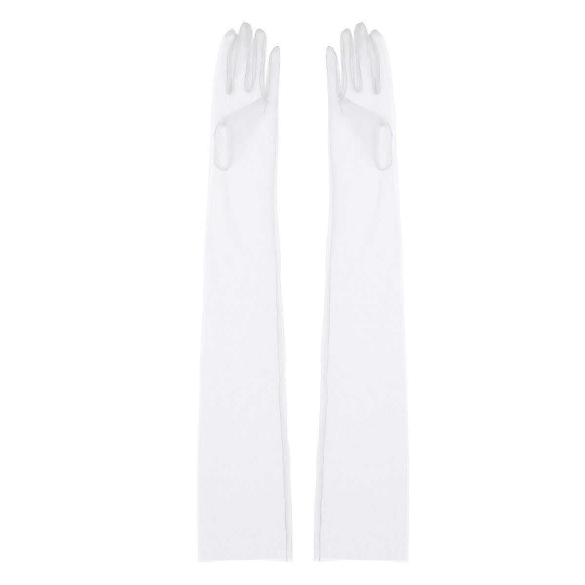 Luvas de tule transparente ultra-finas, luvas ultra longas cotovelo, acessório para tirar foto, dia das bruxas, moda feminina