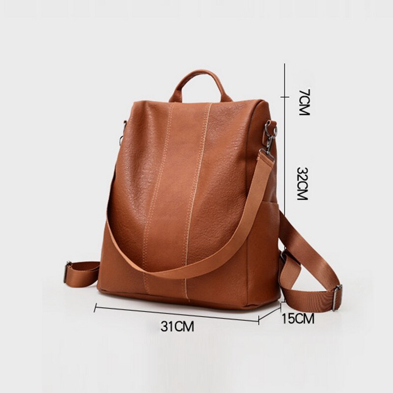 Vrouwen Rugzak Anti-Diefstal Rugzak Klassieke Pu Leer Effen Kleur Rugzak Canta Schoudertas