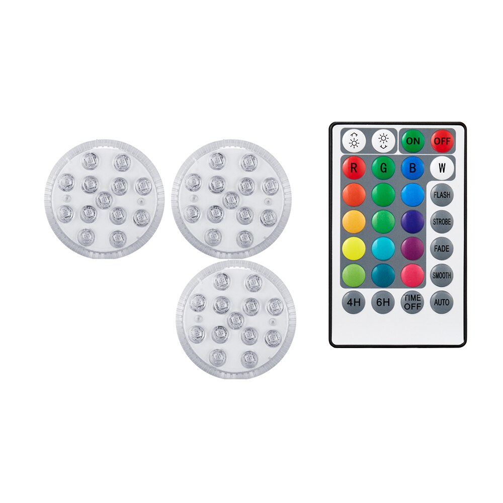 IR remote distance Magnetic Submersible 13 Led Light Outdoor Pond Fountain Vase Garden Swimming Pool Underwater Night Lamp: 1 controller 3 light