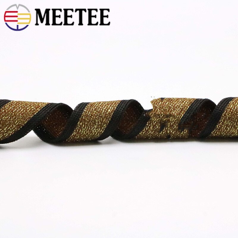 Meetee 23Meter 2Cm Goud Zilver Knit Singels Warp Broek Decor Lage Elasticiteit Kant Trims Diy Kledingstuk Riem Riem naaien Accessoires