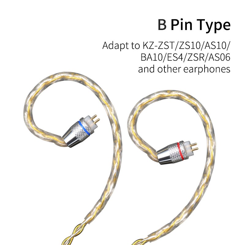 Kz ouro prata misturada chapeado atualização cabo fone de ouvido fio para shure kz cca zs10 pro zsn as10 as06 zst x ba10 es4 zsx c12: B PIN