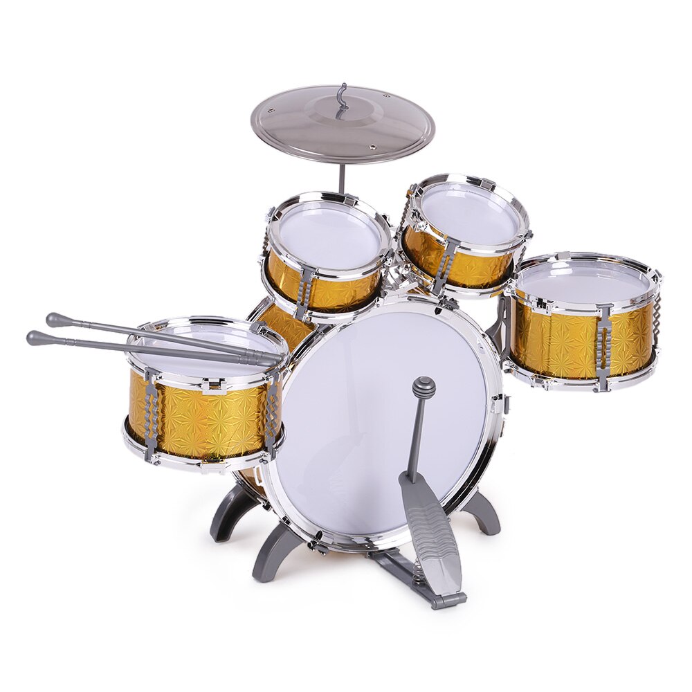 Kinderen Kids Drum Set Muziekinstrument Speelgoed 5 Drums Met Kleine Cimbaal Kruk Drum Sticks Voor Jongens Meisjes