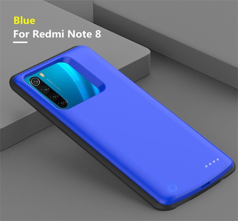 Funda de batería de teléfono extendida de 6500mAh para Redmi Note 8, carcasa portátil para Xiaomi Redmi Note 8, funda para cargador de batería: Blue For Note 8