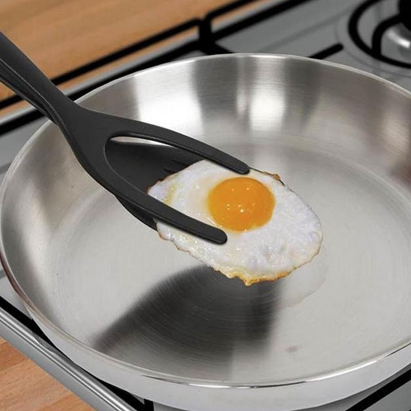 Non-stick 2 in 1 stegt æg spatel pandekage fransk toast omelet flipper spatel turner brød tang køkkenredskaber madlavningsværktøj