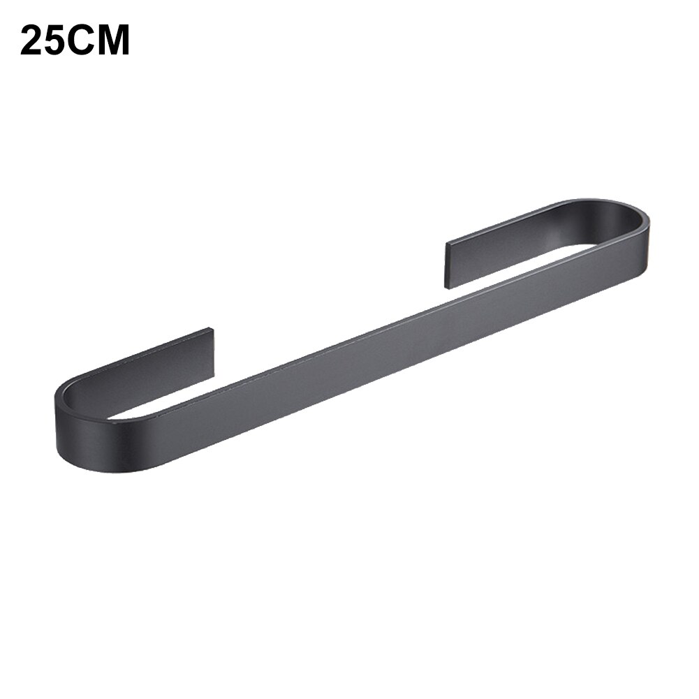 Punch-free Hanging Bathroom Organizer Storage Rack Solid Towel Holder Home Self Adhesive: Black 25cm