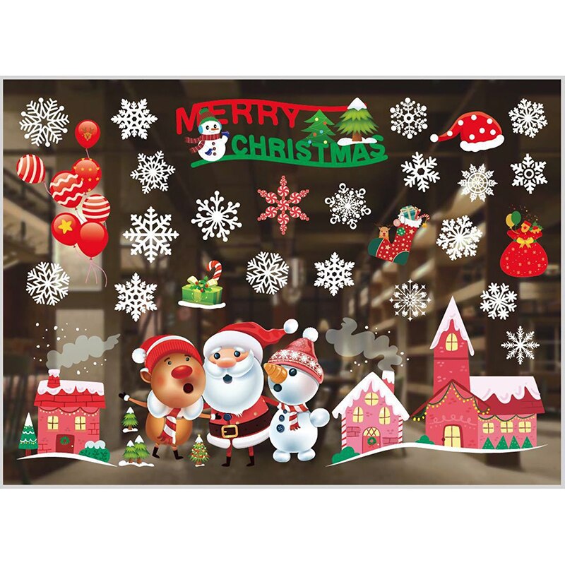 Window Stickers Merry Christmas Decorations Stickers For Home Xmas Wall Sticker Kids Room Wall Decals Year Dector: Colorful balloons