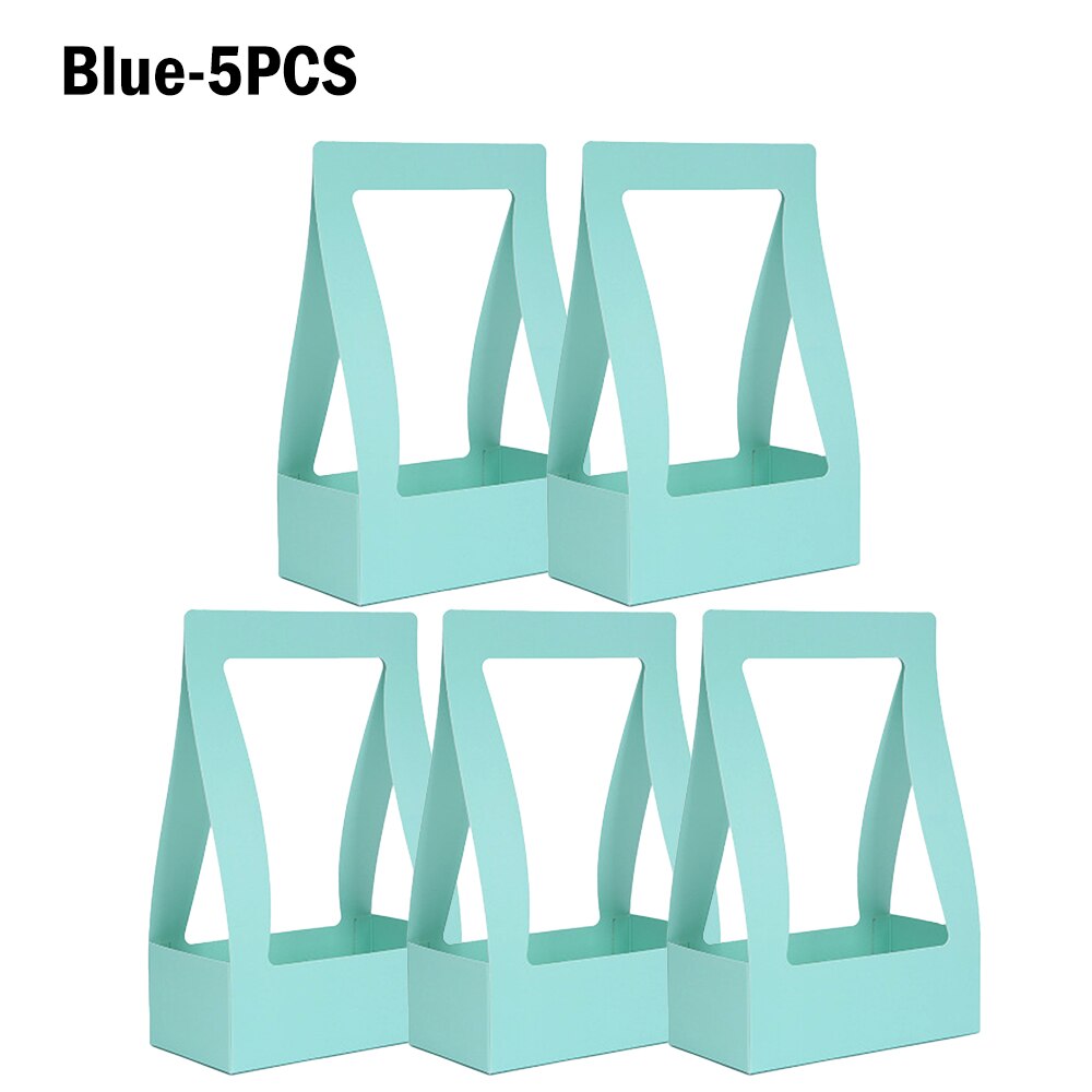5 pièces présente boîte Bouquet papier pliable boîte à fleurs pour salon boîte de mariage emballage fête Festival boîte à fleurs: blue-5PCS