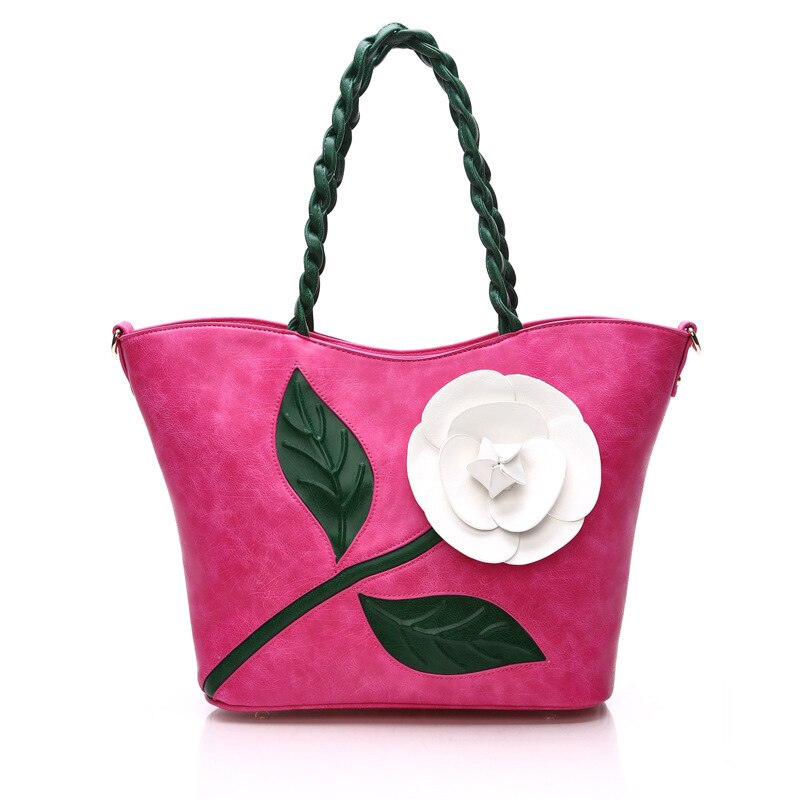 Classic Rose Driedimensionale Bloem Tas Weave Draagbare Vrouw Pakket Enkele Schouder Pakket Messenger: roseo