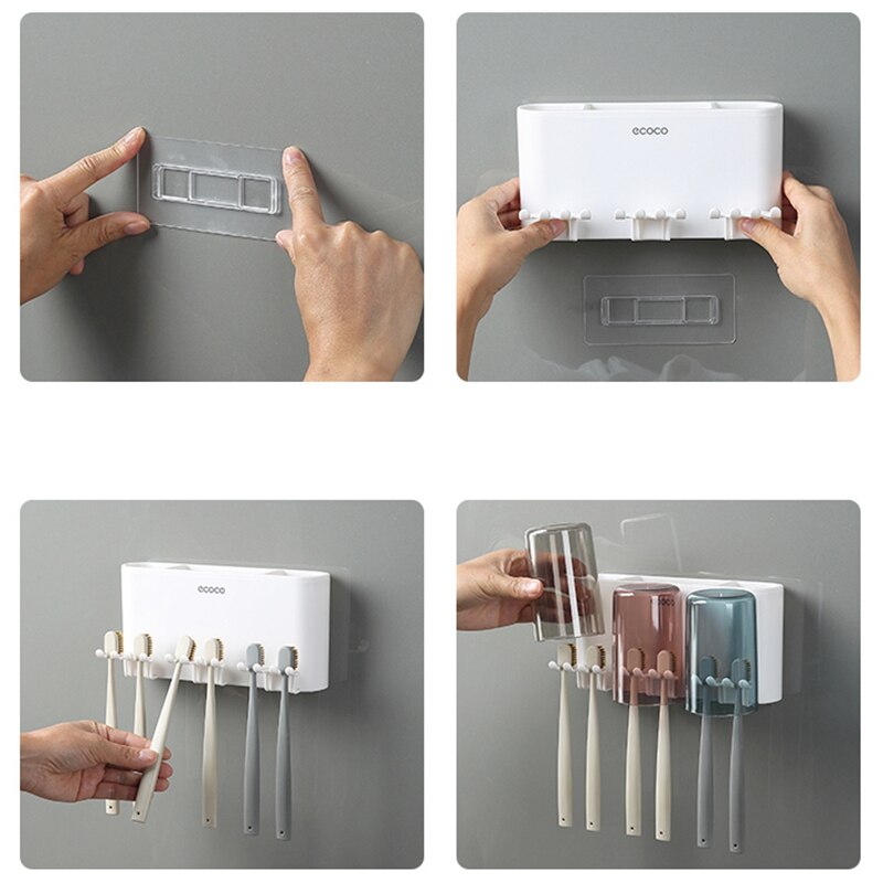 Wall Mount Automatic Toothpaste Dispenser Bathroom Accessories Set Toothpaste Squeezer Dispenser Bathroom Toothbrush Holder Tool