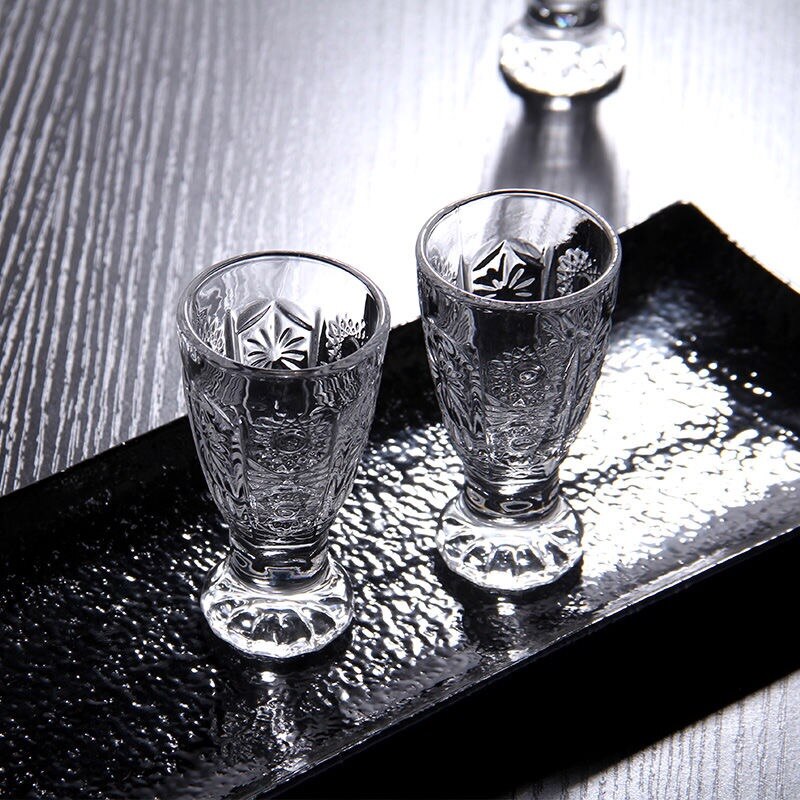 6 stk graverede shotglas glasfrit vinglas mini glas kopper til likør tequila hjemmebar fest drinkware 40ml