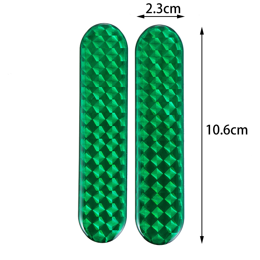 2Pcs Car Reflector Rearview Mirror Reflective Sticker Truck Vehicle Strip Tape Waterproof DIY Car Exterior Styling Accessories: C-green-10.6x2.3cm