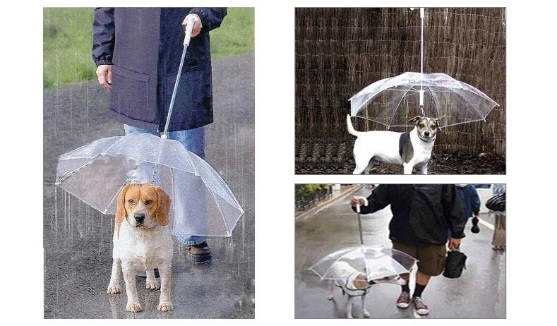Yesello Useful Transparent Pet Umbrella pet Dog Umbrella Rain Gear with Dog Leads Keeps Pets Dry Comfortable in Rain