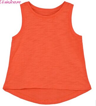 Y460 Zomer Kinderen Baby Katoen Ademend Vest Jongens En Meisjes Bamboe Katoen Candy Pure Kleur Dieptepunt Shirt: Rood