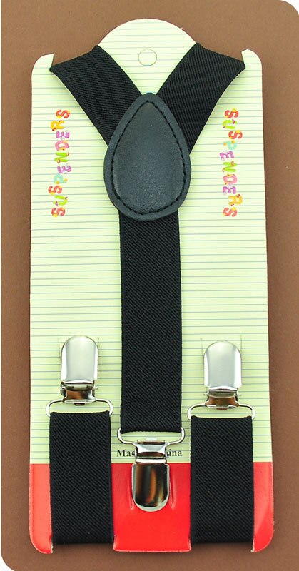 -KIDS Bretels 2.5 cm x 65 cm 36 kleuren Mix JONGENS/MEISJES Bretel Elastische Bretels slim Jarretelle Y-back Bretels: Black