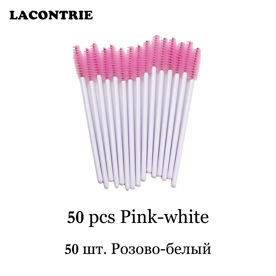 Wimpers Cosmetische Borstels Voor Wimper Extension Wenkbrauw Applicator 50/100 Pcs Individuele Wegwerp Lash Lash Lift Borstels: 50pcs Pink-white