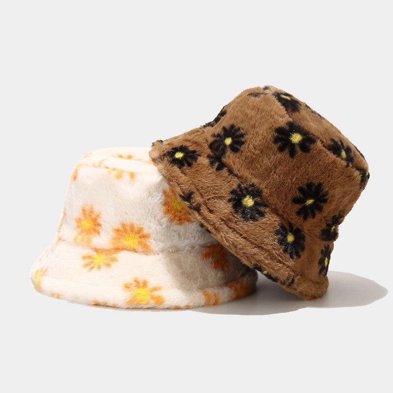 Chapeau seau à motif marguerite pour fille, Bob casquette Panama pour pêcheur, garde au pour l&#39;extérieur, automne et hiver