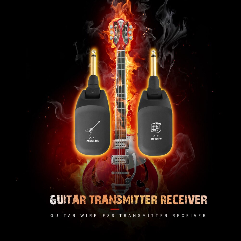 Portable UHF Guitar Wireless System Rechargeable Transmitter Receiver Set for Electric Guitar Musical Instrument Accessories