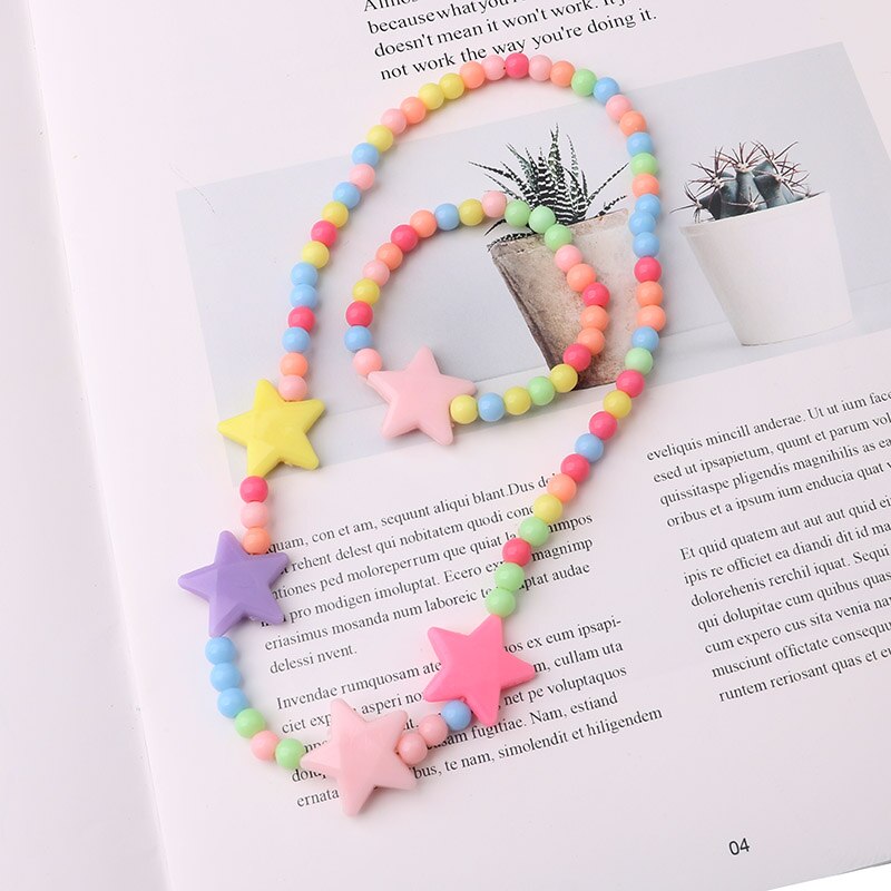 Enfants été style collier bracelet costume bébé doux cheveux accessoires bijoux pentagramme printemps
