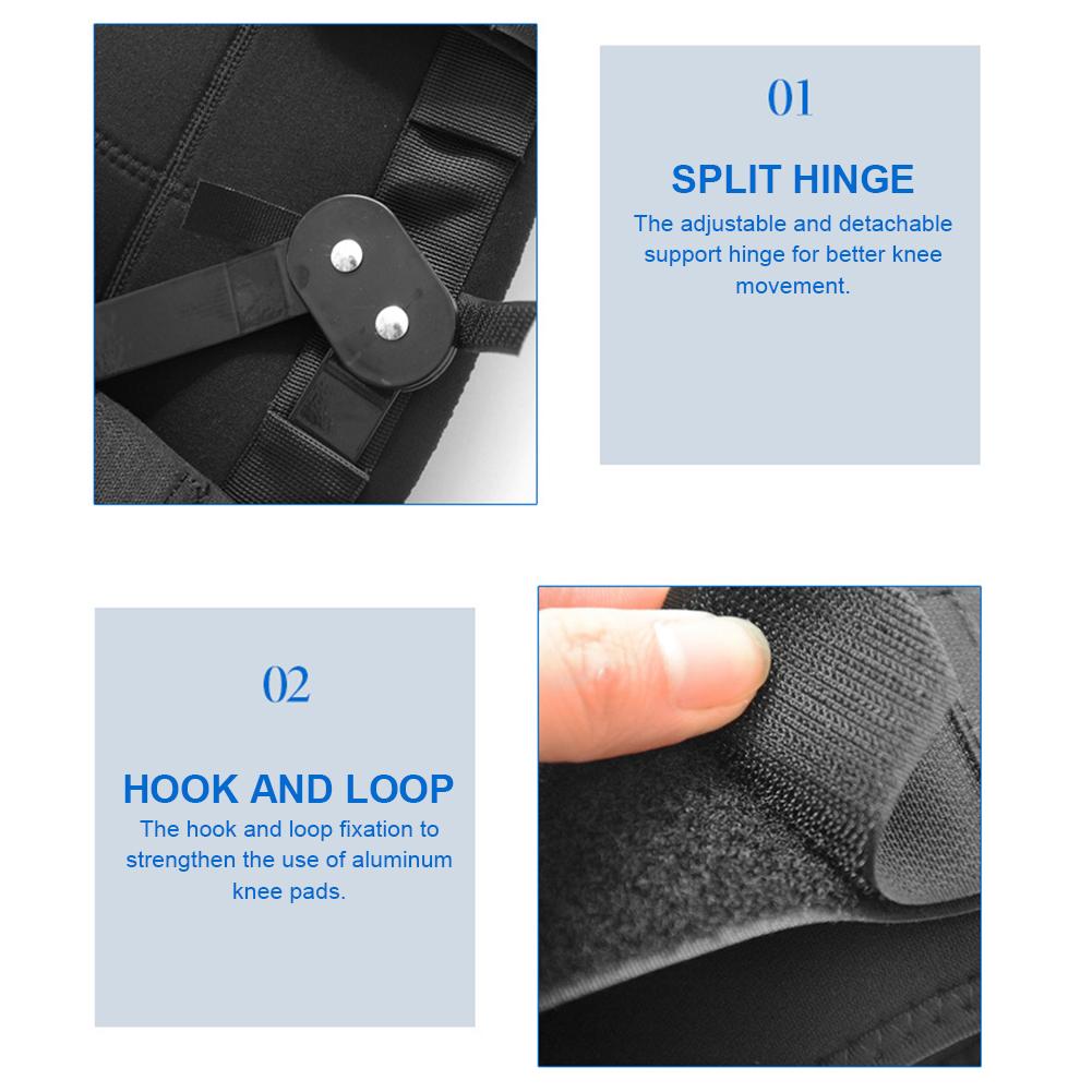 Adjustable Hinged Knee Brace Support Side Patella Stabilizers With Strap Sports Knee Protective Hinges Foot Pads Brace Wrap