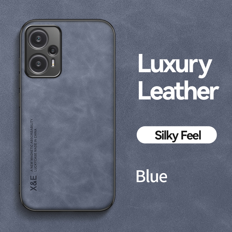 Funda de cuero con textura de piel de oveja para POCO F5, carcasa trasera a prueba de golpes para teléfono Xiaomi Poco F5 Pro 5G: plástico / Azul