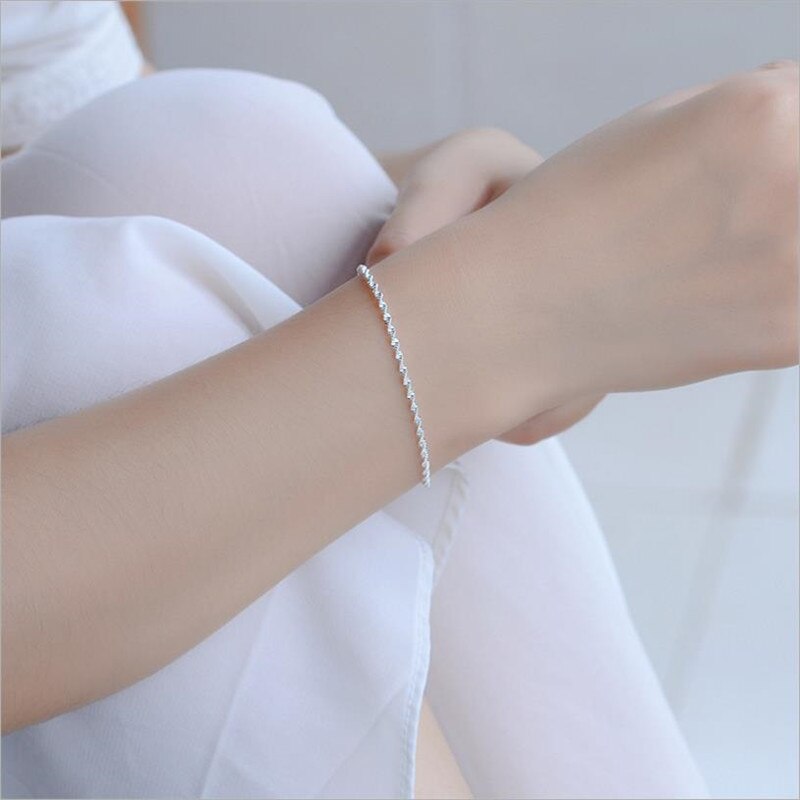 Vrouwelijke Zilver 925 Enkelbanden Sieraden Mode Wave Armbanden Voor Vrouwen Accessoires Zilver Vrouwelijke Enkelbandje Meisjes Verjaardag