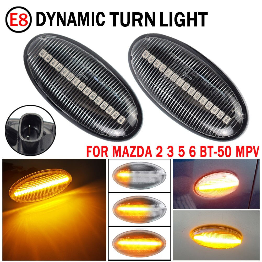 2 Pieces LED Dynamic Turn Signal Side Marker Light Sequential Blinker Light For Mazda 2 For Mazda 3 5 6 BT-50 MPV