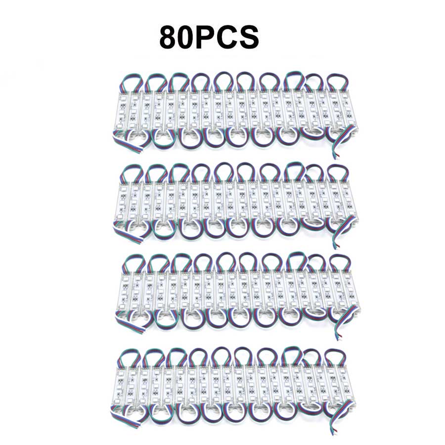 Led Modules Licht Rgb 5050 Smd 3Led DC12V Waterdichte Reclame Teken Lichten Winkel Venster Strip Lamp Module Lights Kit Rgb kleur: 80PCS