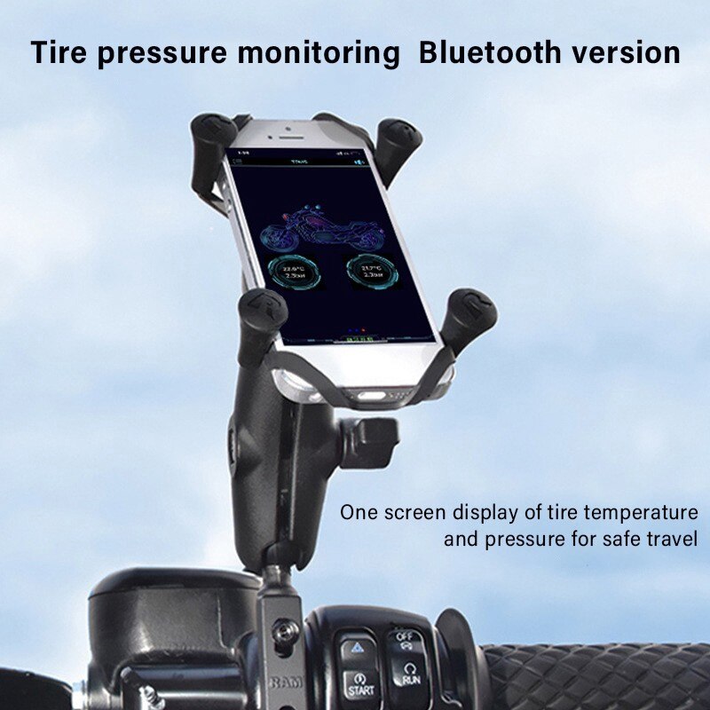 2PCS Bluetooth 5.0 Motorcycle TPMS Tire Pressure Alarm System Sensor Android/IOS Tyre Pressure Monitoring System 8.0 Bar