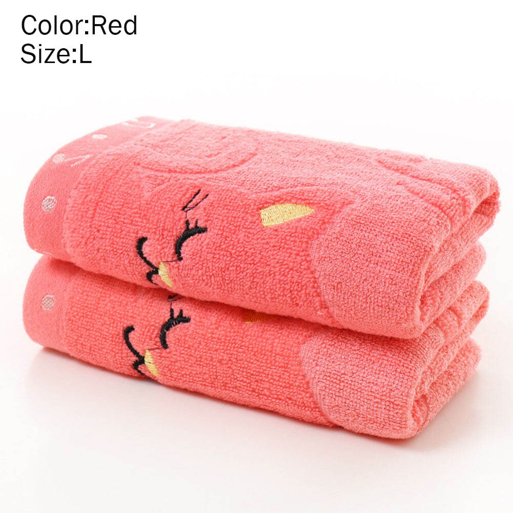 Cute Cat Towel Soft Bamboo Fiber Towel Strong Water Absorbing Home Bathing Shower Towels AIA99: red L