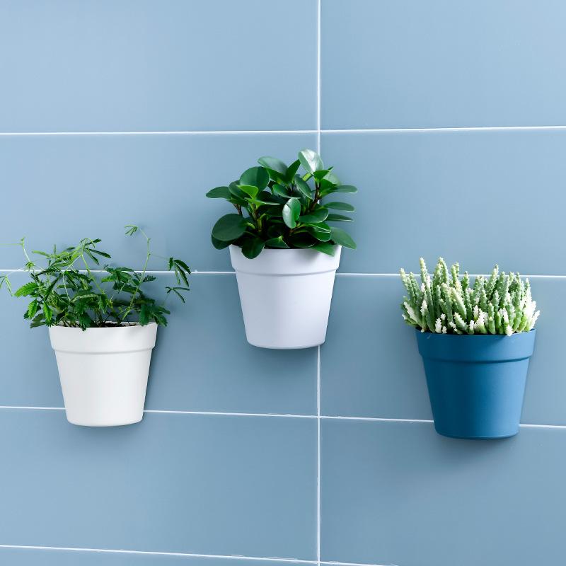 Veggmontert plastpotteplante blomsterpotte vegghengt planter halvsirkelformet liten blomsterpotte veggdekorasjon