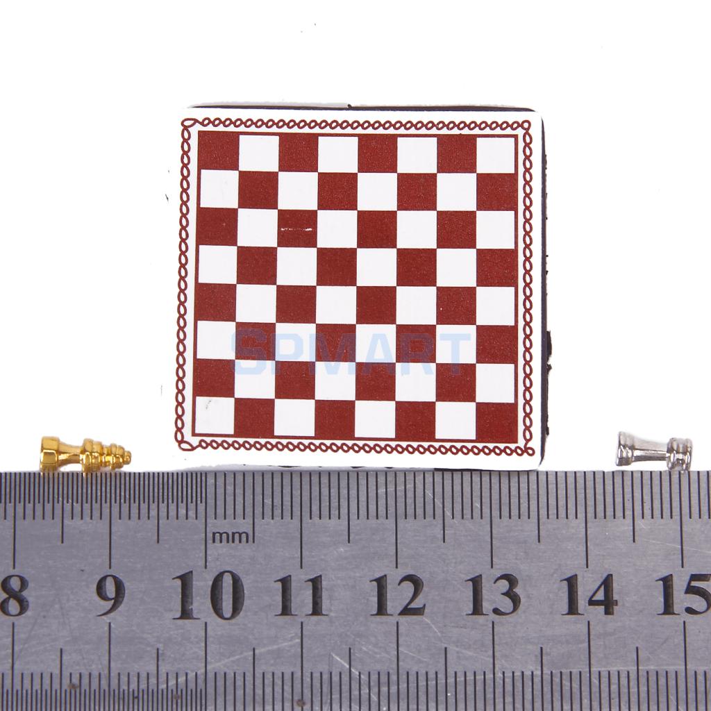 1:12 Dollhouse Miniatuur Metalen Schaakspel Zilver En Goud